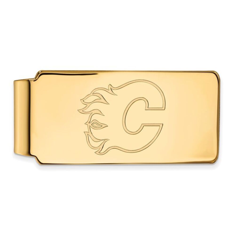 10k Yellow Gold NHL Calgary Flames Money Clip